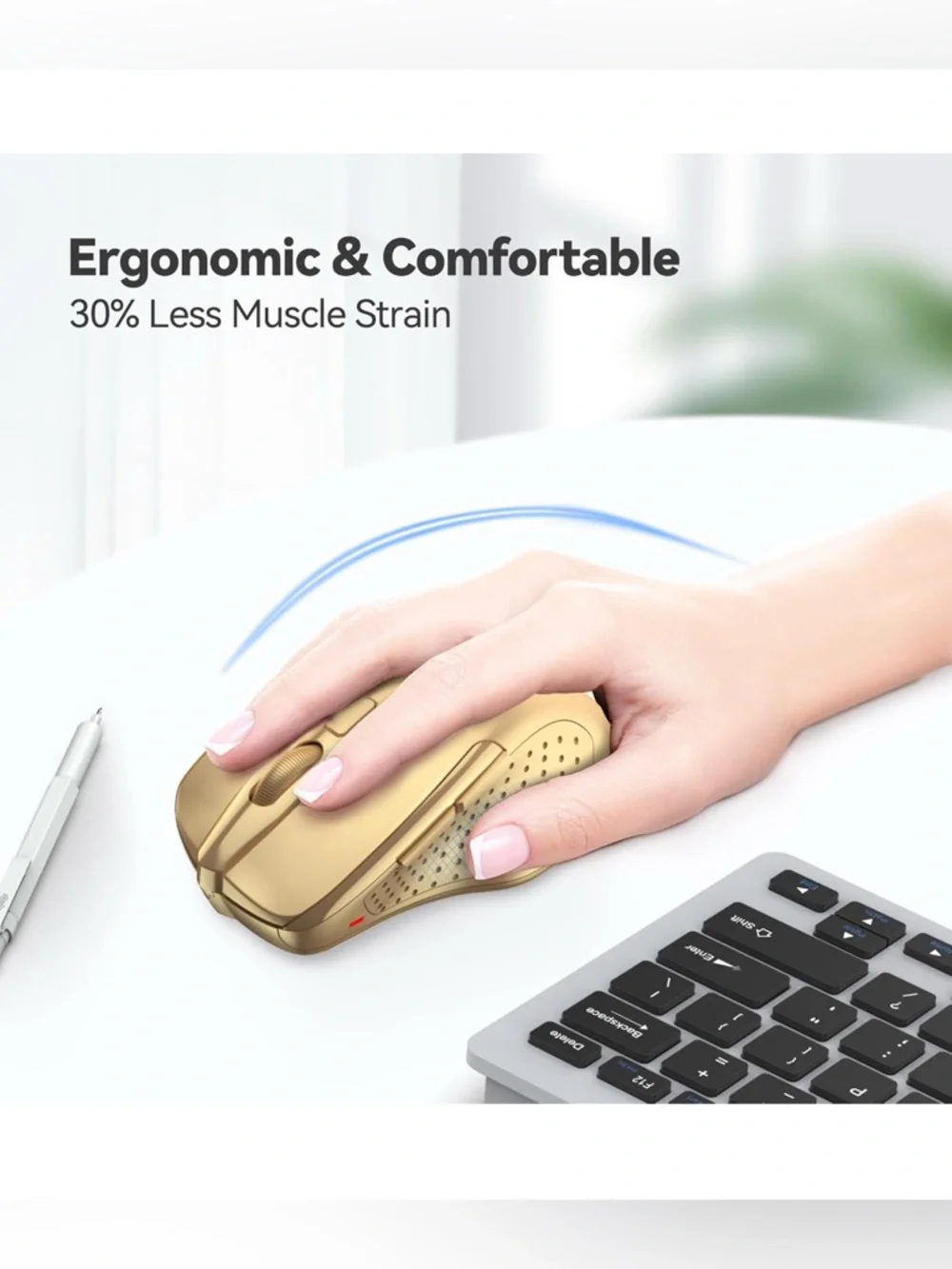 TECKNET Wireless Mouse, 2.4G Ergonomic Optical Mouse